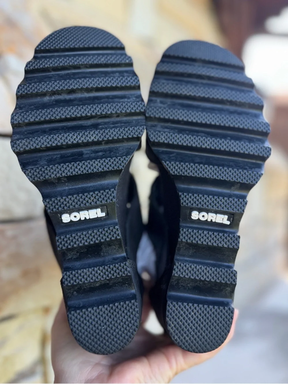 Sorel Joanie Sandals Lace Up‎ Black Open-Toe Wedge leather Shoes Sz-7.    C